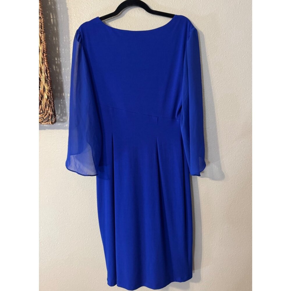 Connected Dress 12 Royal Blue Sheer 3/4 Long Sleeve Career Church Party NEW - Picture 10 of 10